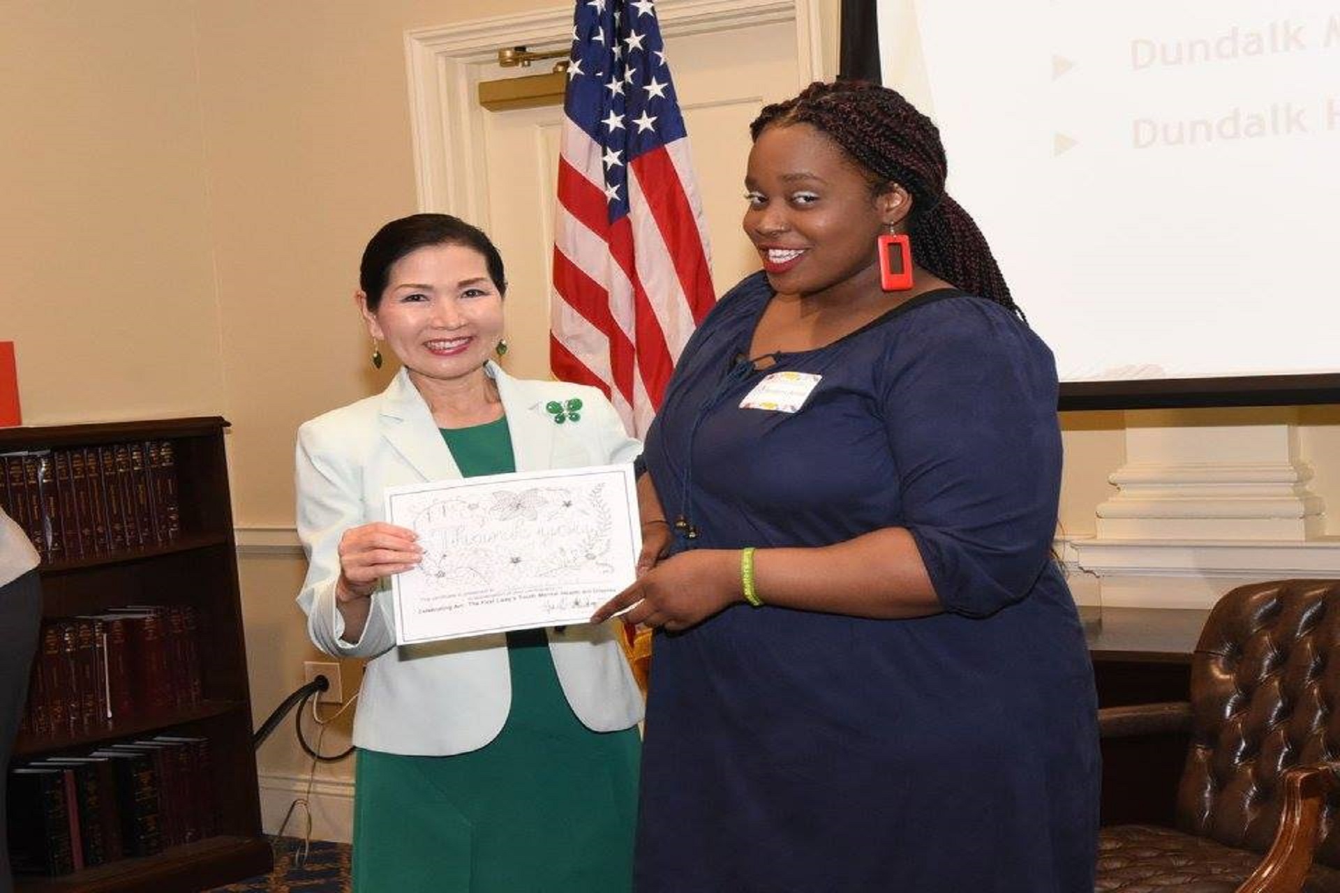 First Lady Yumi Hogan with TFS student Yasmeine Ford

Photo Credit: Office of Governor Larry Hogan
